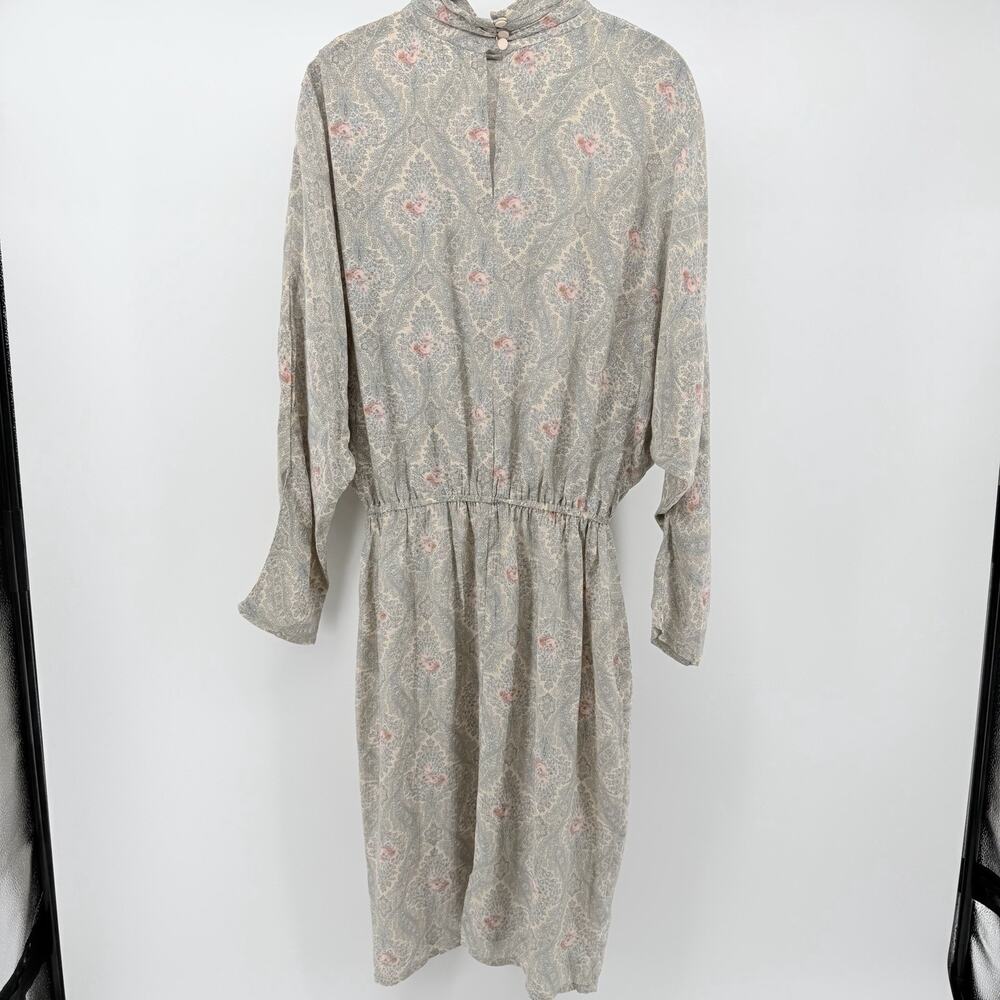 Vintage Grey and Pastel Victorian Floral Dress sz8 Blouson Dolman Cottagecore - Picture 3 of 7